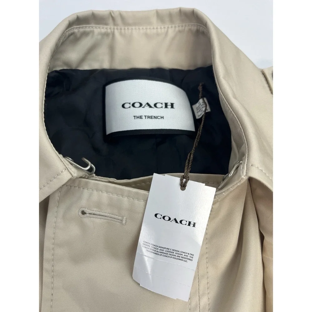 NEW Coach The Trench Coat Porcelain Mid Length City Belted Women's Medium Beige